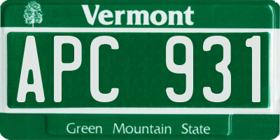 VT license plate APC931