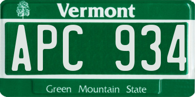 VT license plate APC934