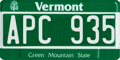 VT license plate APC935