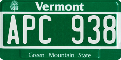 VT license plate APC938