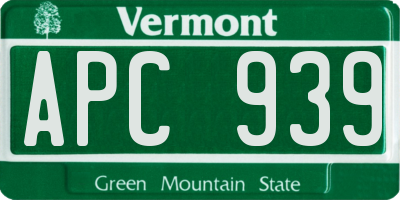 VT license plate APC939