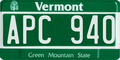 VT license plate APC940