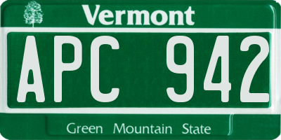 VT license plate APC942