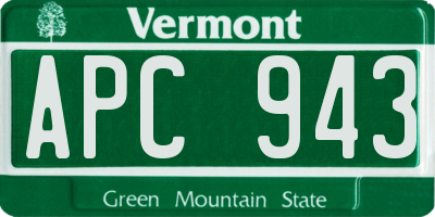 VT license plate APC943