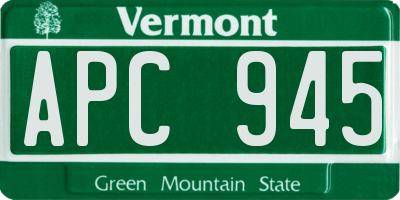 VT license plate APC945