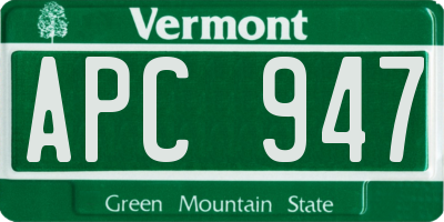 VT license plate APC947