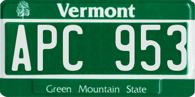 VT license plate APC953