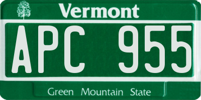 VT license plate APC955