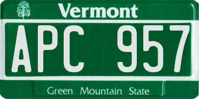 VT license plate APC957