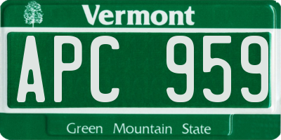 VT license plate APC959