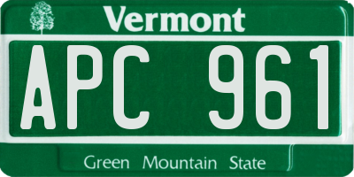 VT license plate APC961