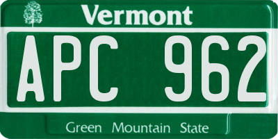 VT license plate APC962