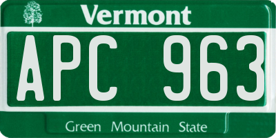 VT license plate APC963