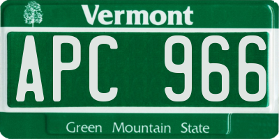 VT license plate APC966