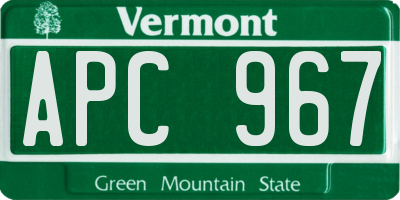 VT license plate APC967