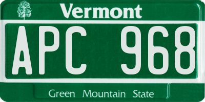 VT license plate APC968