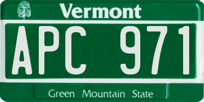 VT license plate APC971