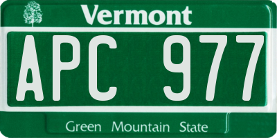 VT license plate APC977