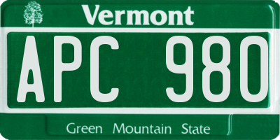 VT license plate APC980