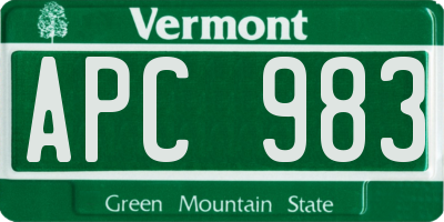 VT license plate APC983