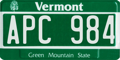 VT license plate APC984