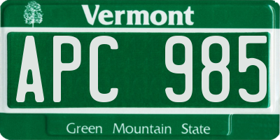 VT license plate APC985