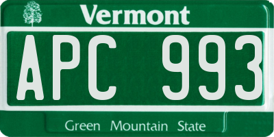 VT license plate APC993