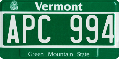 VT license plate APC994