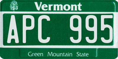 VT license plate APC995