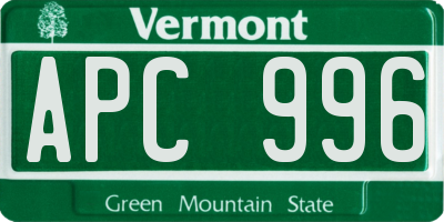 VT license plate APC996