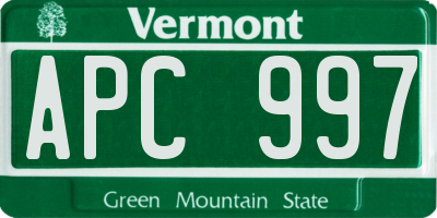 VT license plate APC997