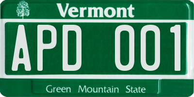 VT license plate APD001