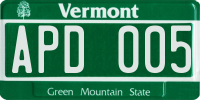 VT license plate APD005