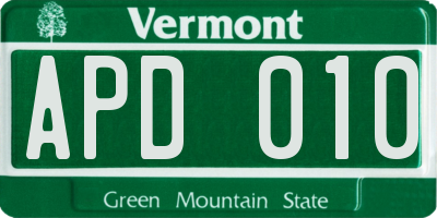 VT license plate APD010