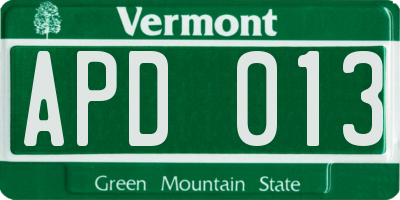 VT license plate APD013