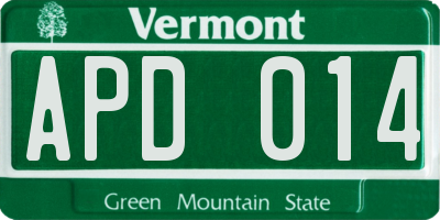 VT license plate APD014
