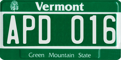 VT license plate APD016