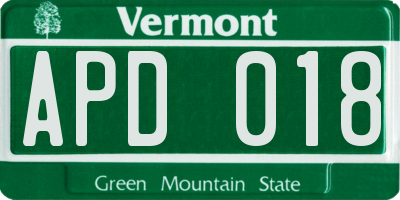 VT license plate APD018