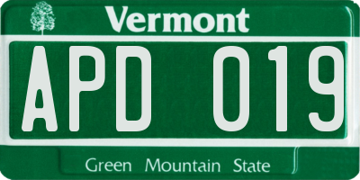 VT license plate APD019