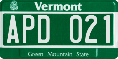 VT license plate APD021