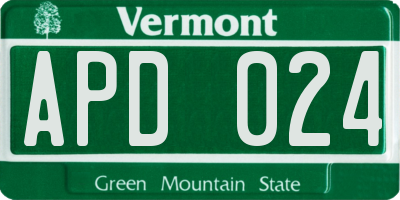 VT license plate APD024