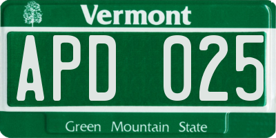VT license plate APD025