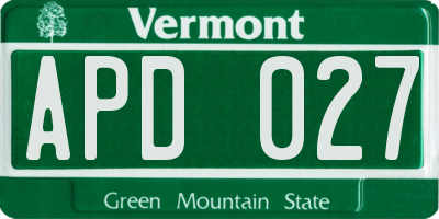 VT license plate APD027