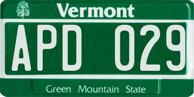 VT license plate APD029