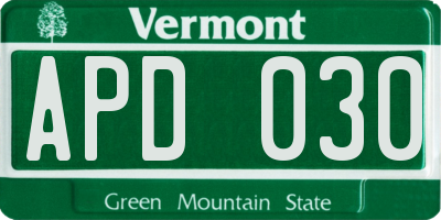 VT license plate APD030