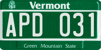 VT license plate APD031