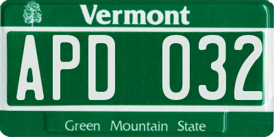 VT license plate APD032