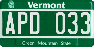 VT license plate APD033