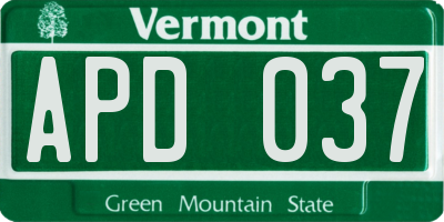 VT license plate APD037