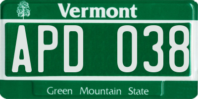 VT license plate APD038